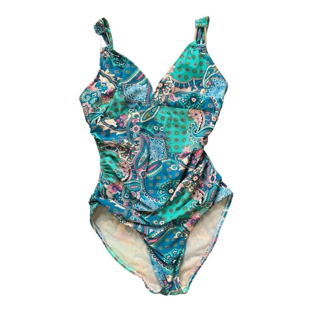 Love Your Assets by Spanx Sara Blakely Paisley One Piece Bathing Suit S Spandex